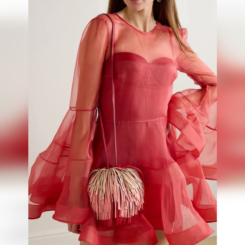 Zimmermann Unique Purse Coral Pink Fringe Crossbody Bag - Picture 6 of 16